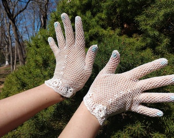 Vintage Paul Stuart Lace Gloves with Flower