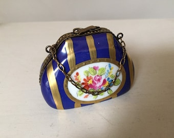 Limoges Porcelain Hand Painted Handbag