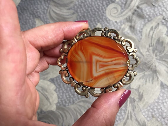 Victorian Banded Agate Brooch - image 2