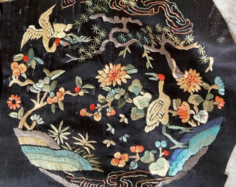 Pair of Embroidered Rondels from a Chinese Qing Dynasty Robe