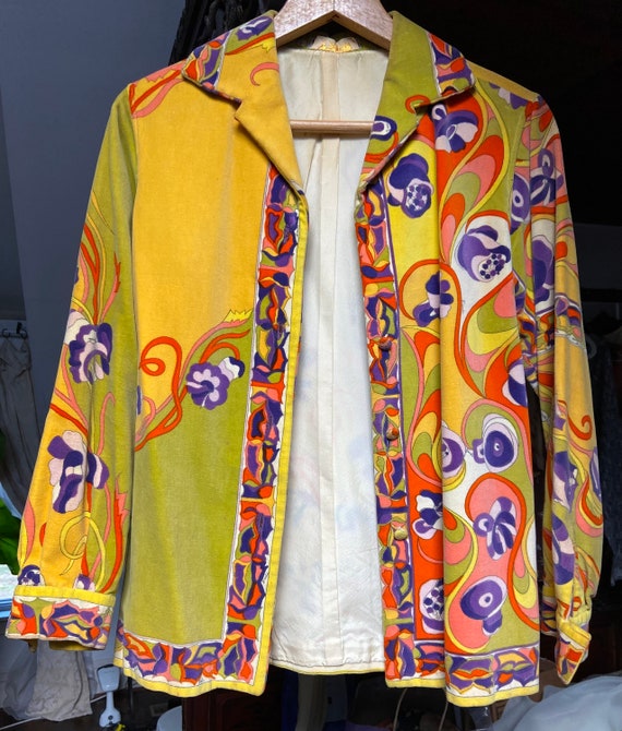 ジャケット・アウター EMILIO PUCCI Stripe Rayon Jacket Emilio Pucci Jacket Silk Windbreaker Rear Zipper Front Snaps