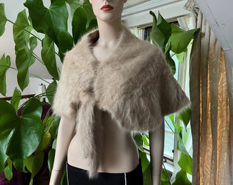 Vintage Mohair Shawl with Tie and Satin Lining