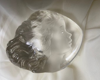 Crystal Paperweight of Young Girl in  Nouveau Style
