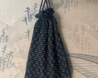 1920s Drawstring Crocheted and Beaded Purse