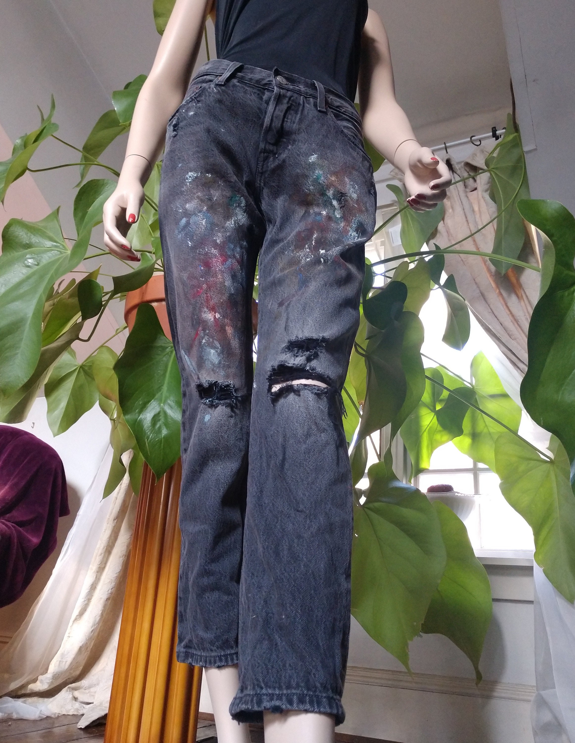 Vintage Painted Scenic Artist's Jeans - Etsy