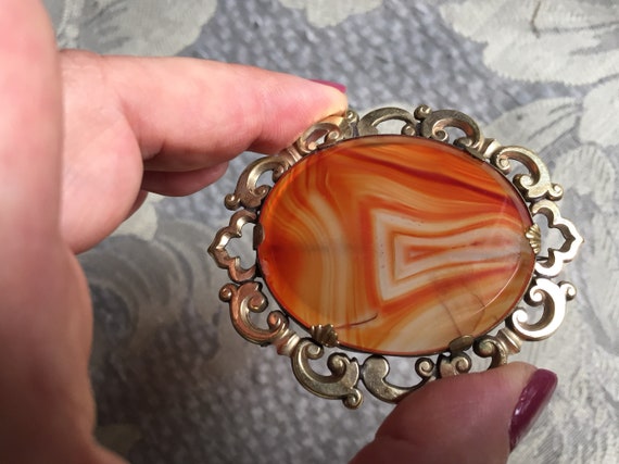 Victorian Banded Agate Brooch - image 7