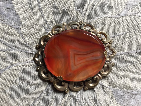 Victorian Banded Agate Brooch - image 6