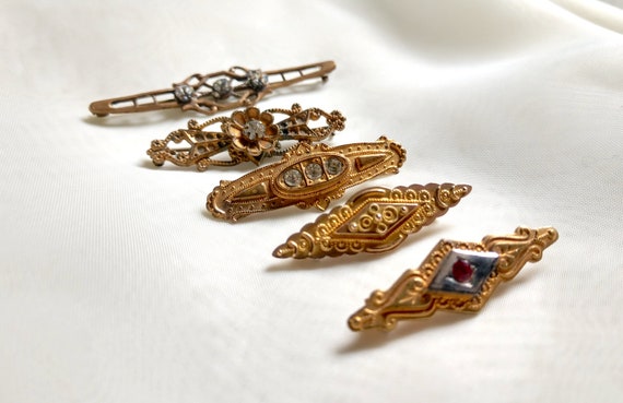 Victorian Bar Brooches Group of Five View 5
