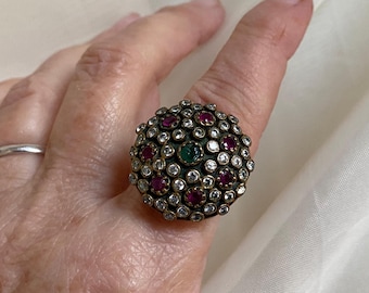 Diamonds Emerald and Rubies (Oh My!) Unique Vintage Ring