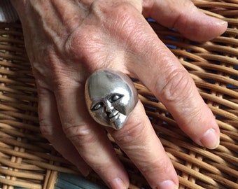 41g Artisan Sterling Silver Sculptural Portrait Ring