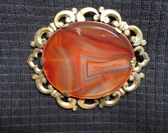 Victorian Banded Agate Brooch