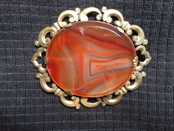 Victorian Banded Agate Brooch - image 1