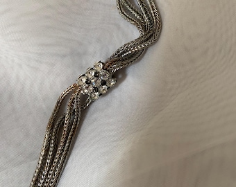 Tassel Necklace Adorned with Crystals