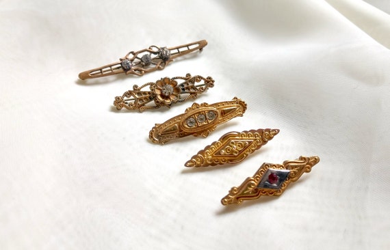 Victorian Bar Brooches Group of Five