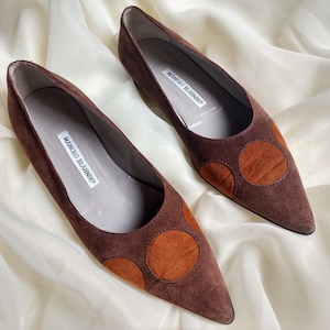 Vintage Suede Manolo Blahnik Ballet Flats Size 39