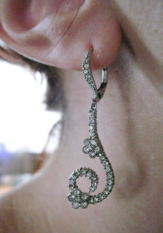 Rhinestone Flower and Swirl Earrings