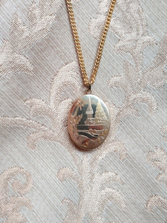 Engraved Christmas Locket with Winter Landscape