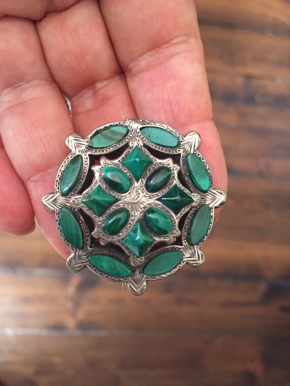 Antique Victorian C. 1890 Malachite and Sterling … - image 4