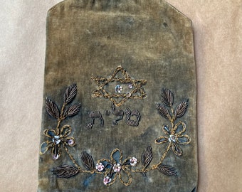 Antique Embroidered Velvet Tallis Bag