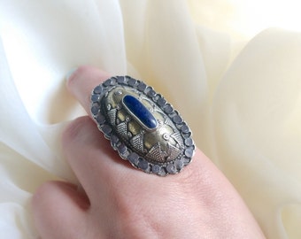 Turkoman Silver & Lapis Statement Ring