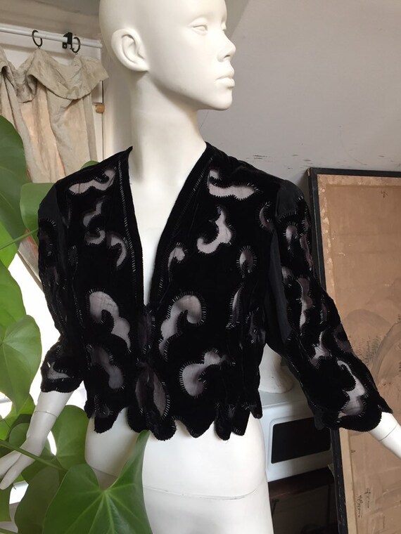 Velvet Beads Moire and Horsehair Evening Jacket