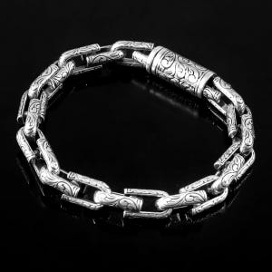 Handmade Sterling Silver Cable Link Bracelet: Oxidized Satin Finish