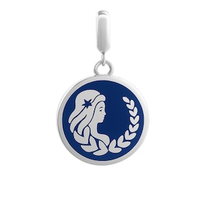 Virgo Zodiac Pendant Sterling Silver Double-Sided Virgo Charm Astrology Jewellery Gift Blue Enamel Finish