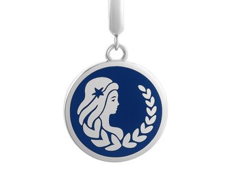 Maagd sterrenbeeld hanger sterlingzilver dubbelzijdige Maagd bedel astrologie sieraden cadeau blauw geëmailleerde afwerking