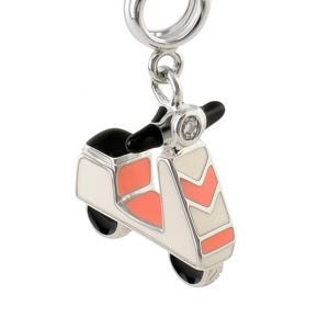 Vintage Enamel Scooter Charm 925 Sterling Silver Pendant for Bracelet Necklace