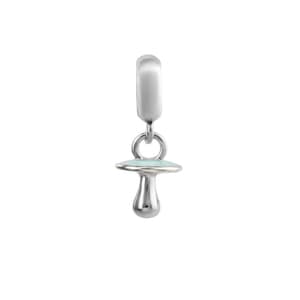 Sterling Silver Pacifier Charm: Baby Blue Enamel, New Mom Gift