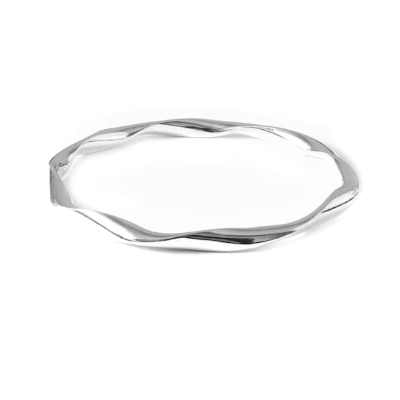 Pure Silver Bangle for Women, Silver Swirl Bracelet
