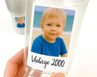 Personalized Photo Party Cups - 16oz Custom Favor with Optional Lid