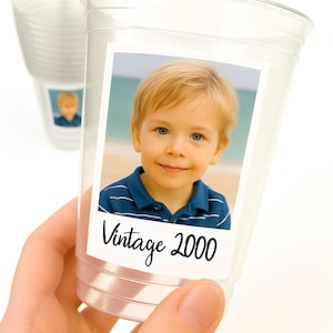 Personalized Photo Party Cups - 16oz Custom Favor with Optional Lid
