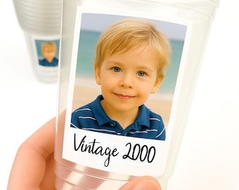 Personalized Photo Party Cups - 16oz Custom Favor with Optional Lid