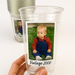 Custom Photo Cups - 16oz, Personalized Picture Cups, Birthday Party Cups, Custom Cups with Photo, Picture Cups with Face, Party Favor, Decor