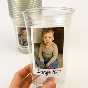 Custom Photo Cups - 16oz, Personalized Picture Cups, Birthday Party Cups, Custom Cups with Photo, Picture Cups with Face, Party Favor, Decor