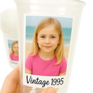 Custom Photo Cups - 16oz, Personalized Picture Cups, Birthday Party Cups, Custom Cups with Photo, Picture Cups with Face, Party Favor, Decor
