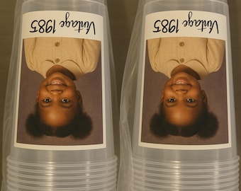 Custom Photo Party Cups: Personalized 16oz Plastic Cups with Text