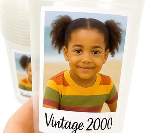 Personalized Photo Party Cups: 16oz Custom Favor with Optional Lid
