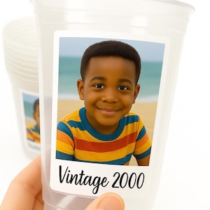 Custom Photo Cups - 16oz, Personalized Picture Cups, Birthday Party Cups, Custom Cups with Photo, Picture Cups with Face, Party Favor, Decor