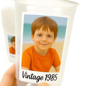 Custom Photo Cups - 16oz, Personalized Picture Cups, Birthday Party Cups, Custom Cups with Photo, Picture Cups with Face, Party Favor, Decor