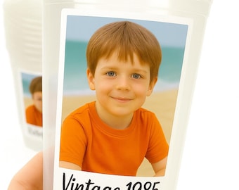 Personalized Photo Party Cups: 16oz Custom Birthday Favor