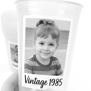 Custom Photo Cups - 16oz, Personalized Picture Cups, Birthday Party Cups, Custom Cups with Photo, Picture Cups with Face, Party Favor, Decor