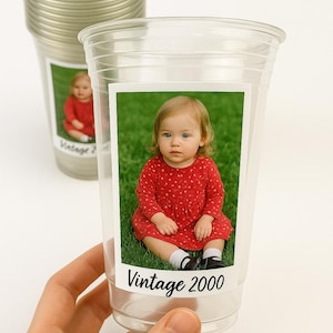 Custom Photo Cups - 16oz, Personalized Picture Cups, Birthday Party Cups, Custom Cups with Photo, Picture Cups with Face, Party Favor, Decor