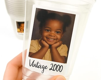 Personalized Photo Party Cups - 16oz Custom Favor with Optional Lid