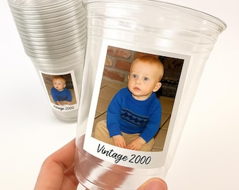 Vasos personalizados con foto para fiesta - 16 oz, recuerdo personalizado con tapa opcional