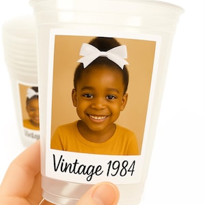Custom Photo Cups - 16oz, Personalized Picture Cups, Birthday Party Cups, Custom Cups with Photo, Picture Cups with Face, Party Favor, Decor