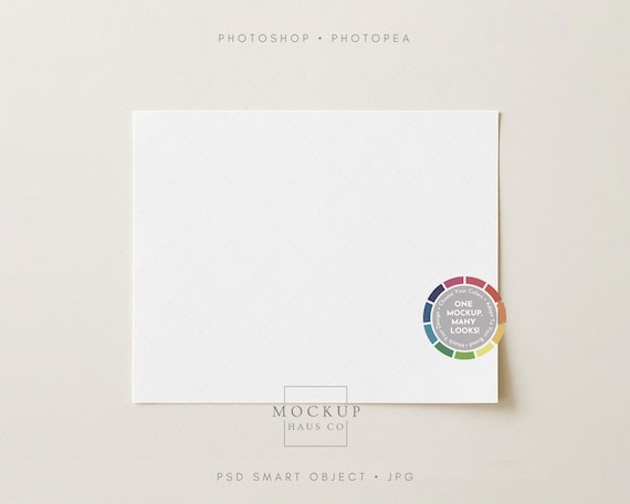 8x10 Horizontal Print Mockup 4:5 Unframed Print Mockup Simple Poster Mockup PSD Wall Art Poster Mock up for Digital Art Print | Any Color BG