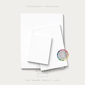 May include: A mockup featuring three white paper sheets of varying sizes, arranged in a layered composition. The top sheet is the largest, with a smaller sheet beneath it, and a rectangular sheet in front. The image includes the text "Photoshop Photopea" and "Mockup Haus Co."