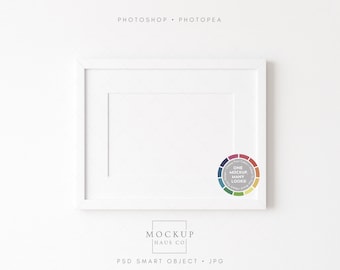Horizontal Frame Mockup PSD | White 3:2 Small With Mat | Make Background Any Color!